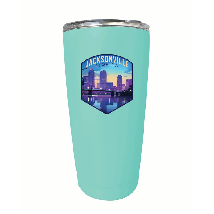 Jacksonville Florida Evening Cityscape Design Souvenir 16 oz Stainless Steel Insulated Tumbler Image 1