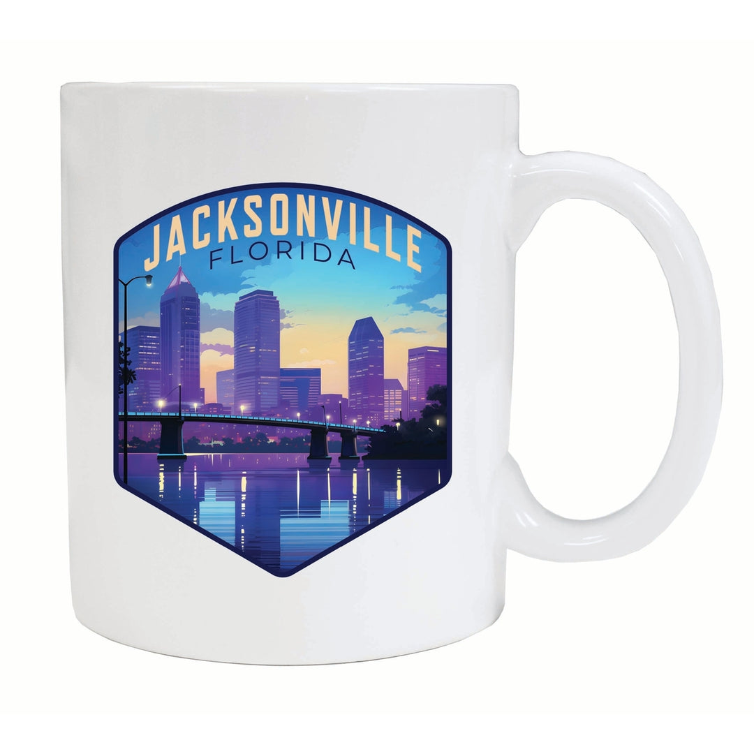 Jacksonville Florida Evening Cityscape Design Souvenir 12 oz Ceramic Coffee Mug Image 2