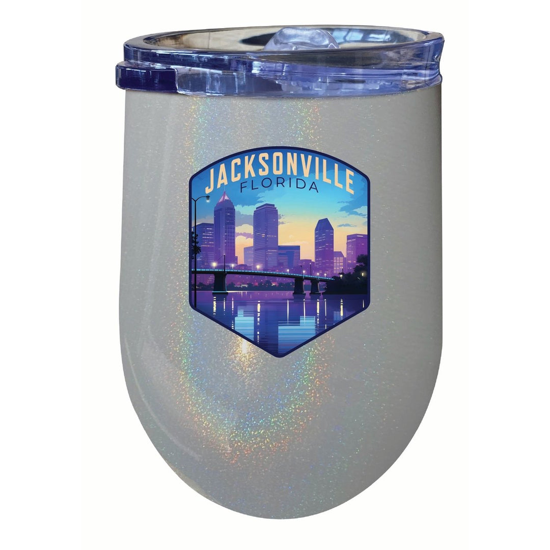 Jacksonville Florida Evening Cityscape Design Souvenir 12 oz Insulated Wine Stainless Steel Tumbler Image 3