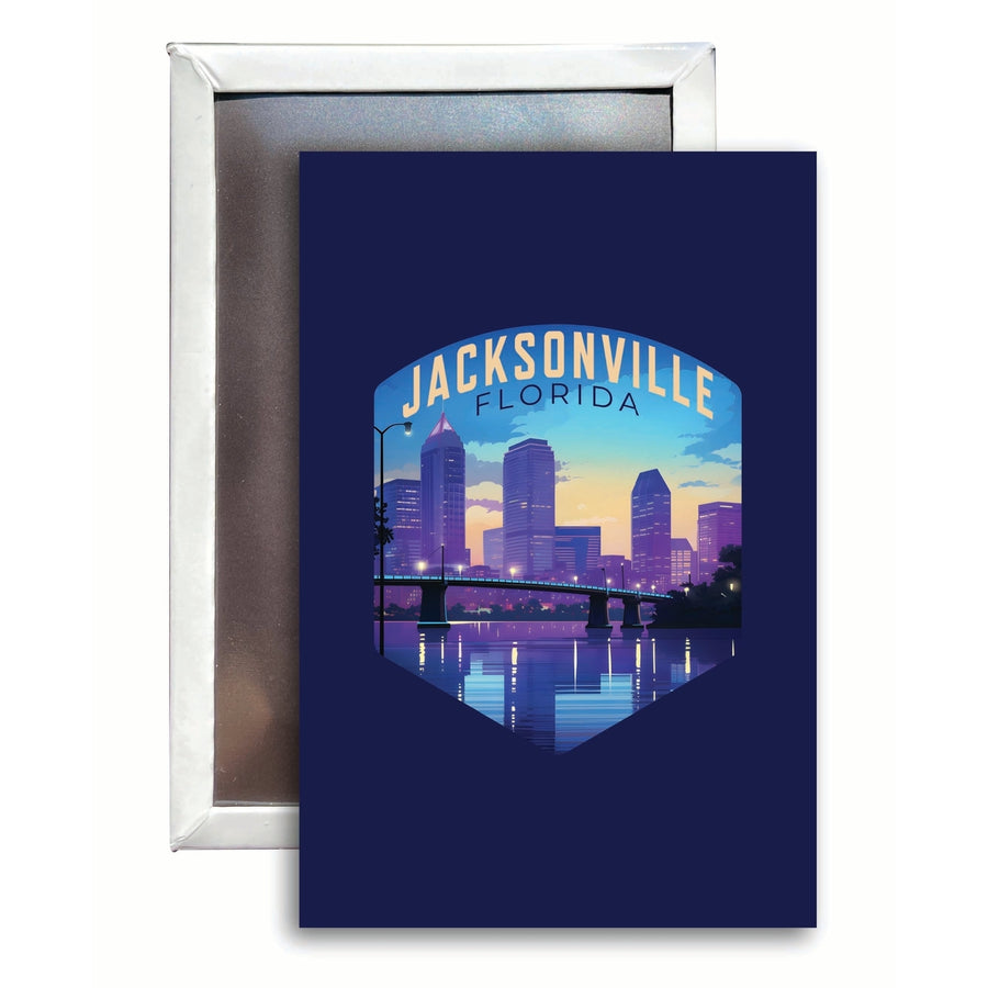 Jacksonville Florida Evening Cityscape Design Souvenir 2x3-Inch Fridge Magnet Image 1