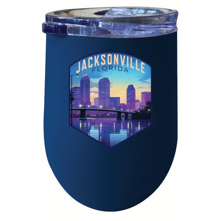 Jacksonville Florida Evening Cityscape Design Souvenir 12 oz Insulated Wine Stainless Steel Tumbler Image 6