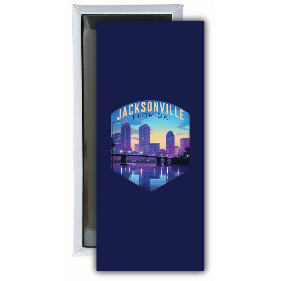 Jacksonville Florida Evening Cityscape Design Souvenir Fridge Magnet 4.75 x 2 Inch Image 1