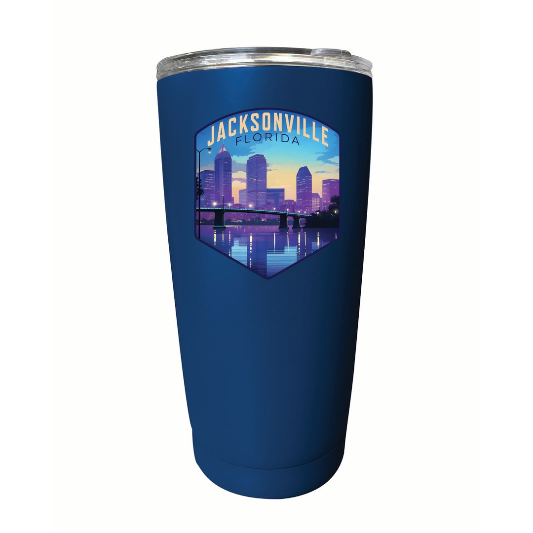 Jacksonville Florida Evening Cityscape Design Souvenir 16 oz Stainless Steel Insulated Tumbler Image 4