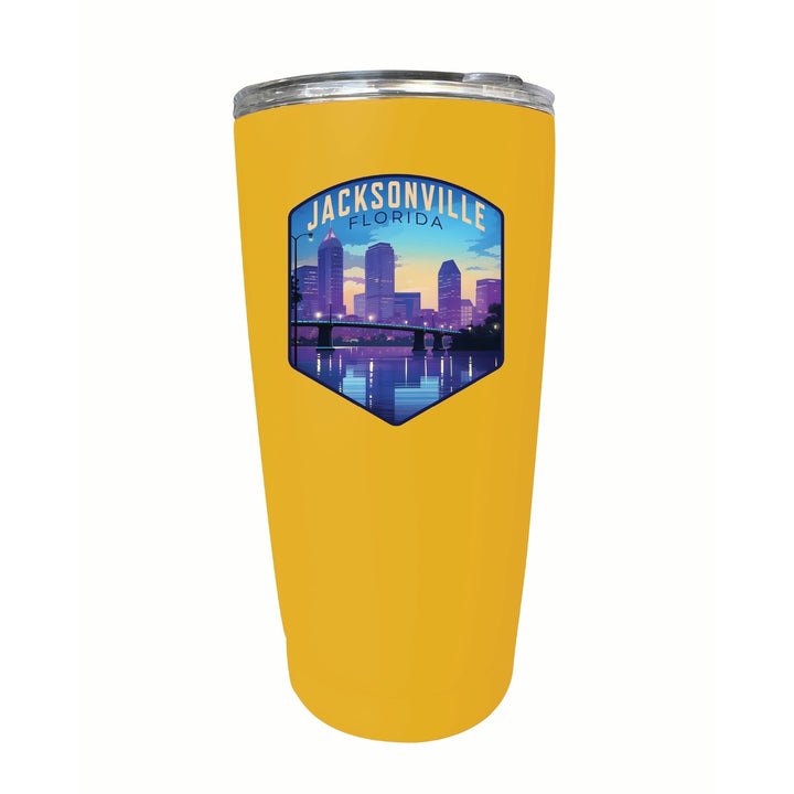 Jacksonville Florida Evening Cityscape Design Souvenir 16 oz Stainless Steel Insulated Tumbler Image 6