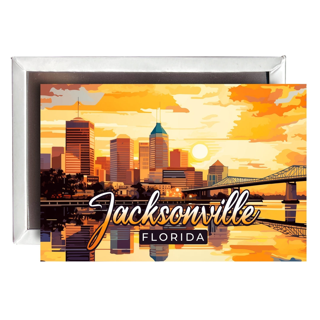 Jacksonville Florida Sunset Cityscape Design Souvenir 2x3-Inch Fridge Magnet Image 1