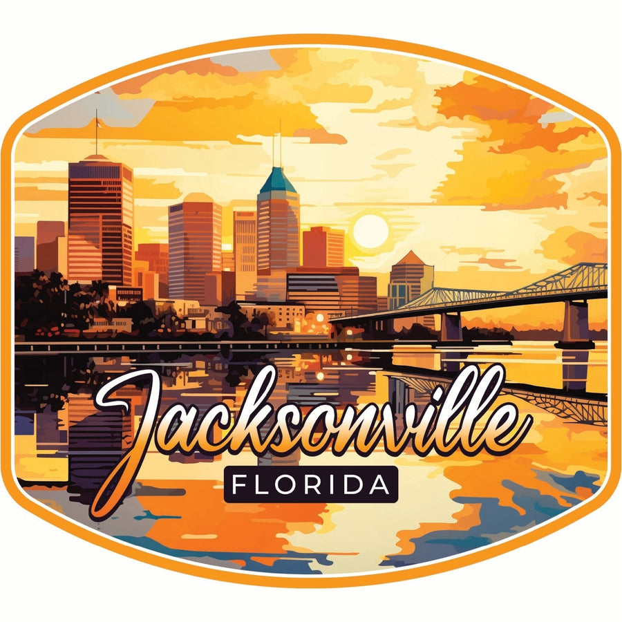 Jacksonville Florida Sunset Cityscape Design Souvenir Die Cut Flat Magnet Image 1