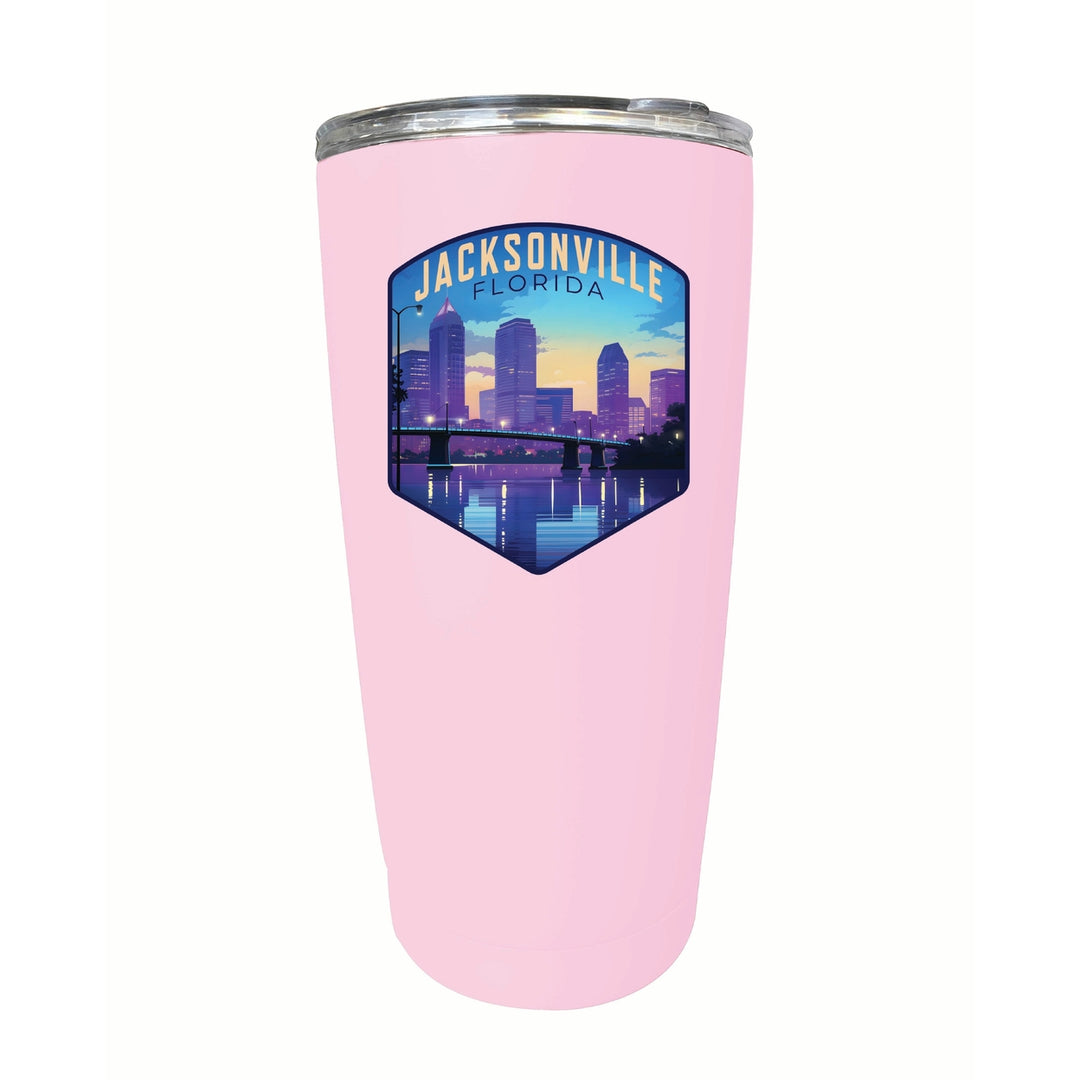 Jacksonville Florida Evening Cityscape Design Souvenir 16 oz Stainless Steel Insulated Tumbler Image 7