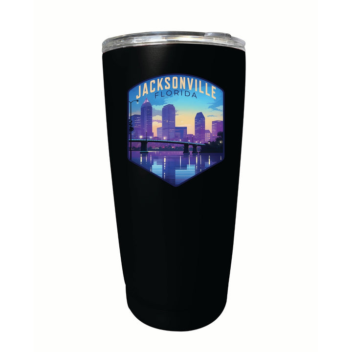 Jacksonville Florida Evening Cityscape Design Souvenir 16 oz Stainless Steel Insulated Tumbler Image 9