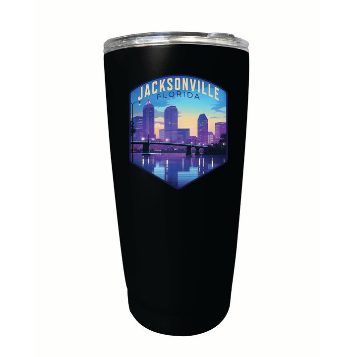 Jacksonville Florida Evening Cityscape Design Souvenir 16 oz Stainless Steel Insulated Tumbler Image 1