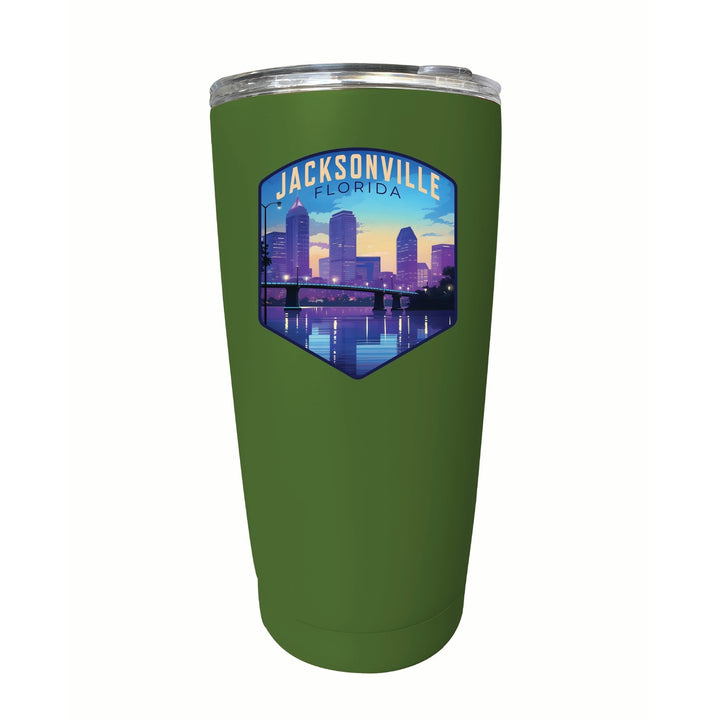 Jacksonville Florida Evening Cityscape Design Souvenir 16 oz Stainless Steel Insulated Tumbler Image 10