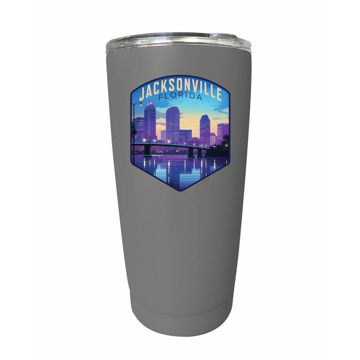 Jacksonville Florida Evening Cityscape Design Souvenir 16 oz Stainless Steel Insulated Tumbler Image 11