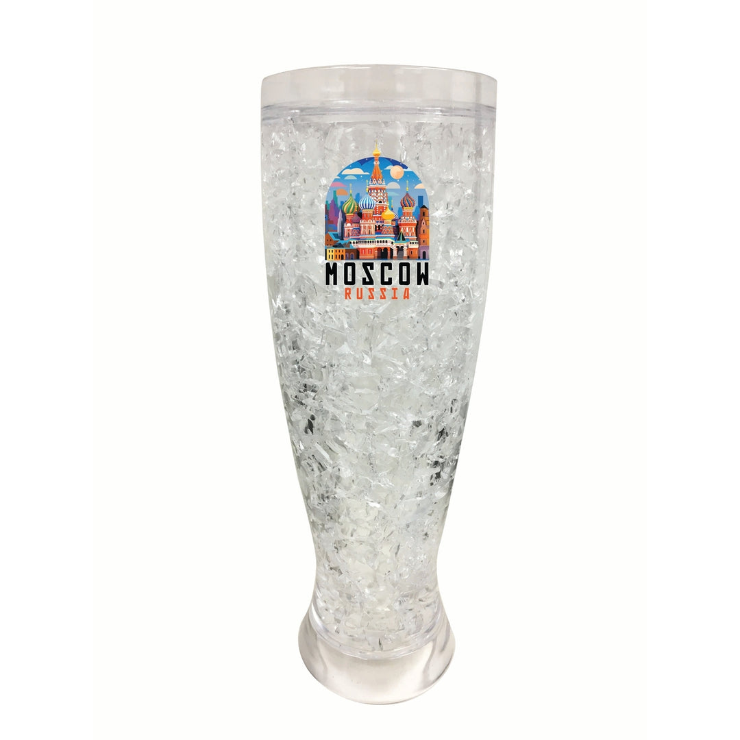 Moscow Russia Saint Basils Cathedral Illustration Design Souvenir 16 oz Plastic Broken Glass Frosty Mug Image 1