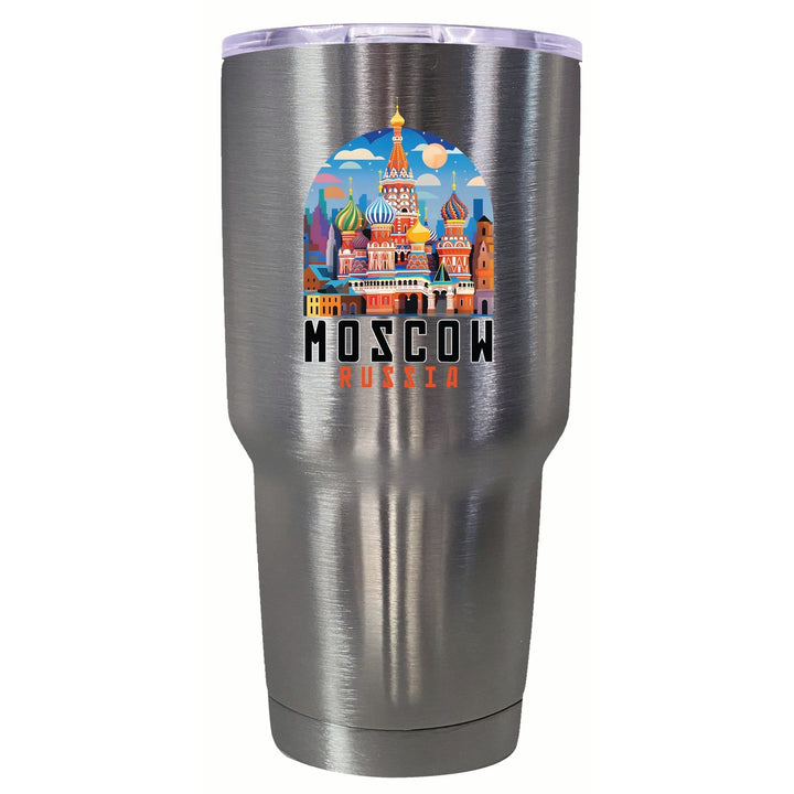 Moscow Russia Saint Basils Cathedral Illustration Design Souvenir 24 oz Insulated Stainless Steel Tumbler Image 2