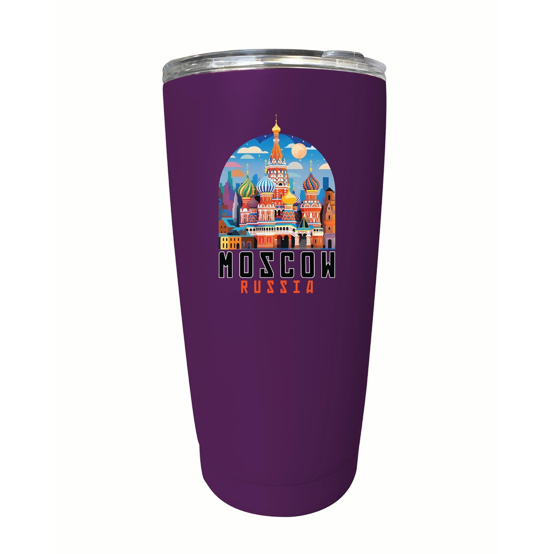 Moscow Russia Saint Basils Cathedral Illustration Design Souvenir 16 oz Stainless Steel Insulated Tumbler Image 1