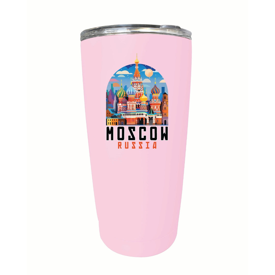 Moscow Russia Saint Basils Cathedral Illustration Design Souvenir 16 oz Stainless Steel Insulated Tumbler Image 2