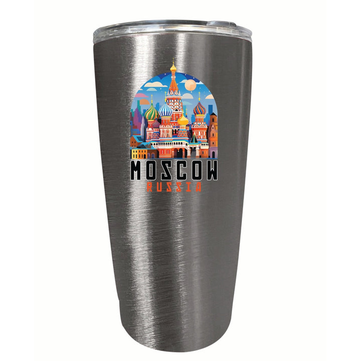 Moscow Russia Saint Basils Cathedral Illustration Design Souvenir 16 oz Stainless Steel Insulated Tumbler Image 4