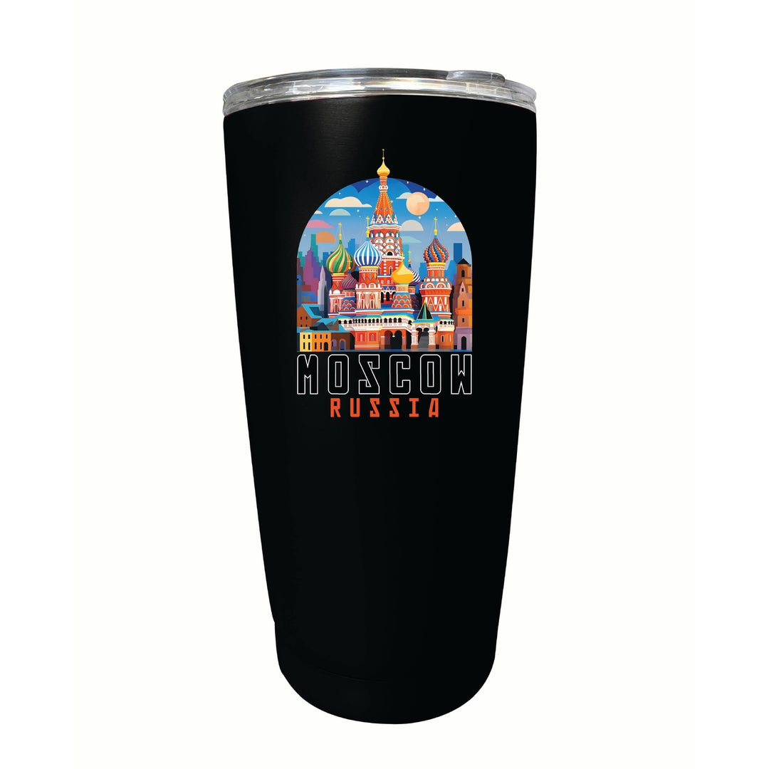 Moscow Russia Saint Basils Cathedral Illustration Design Souvenir 16 oz Stainless Steel Insulated Tumbler Image 6