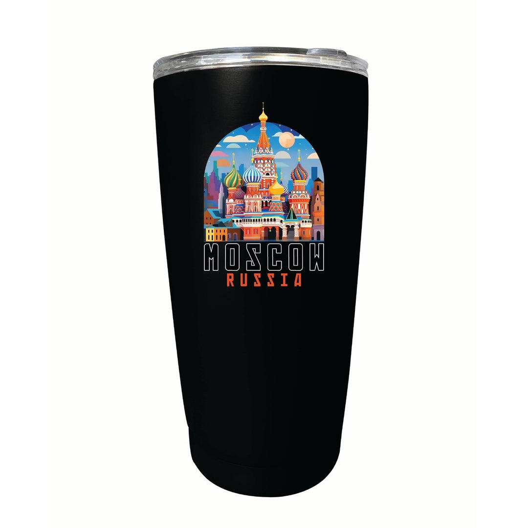 Moscow Russia Saint Basils Cathedral Illustration Design Souvenir 16 oz Stainless Steel Insulated Tumbler Image 1