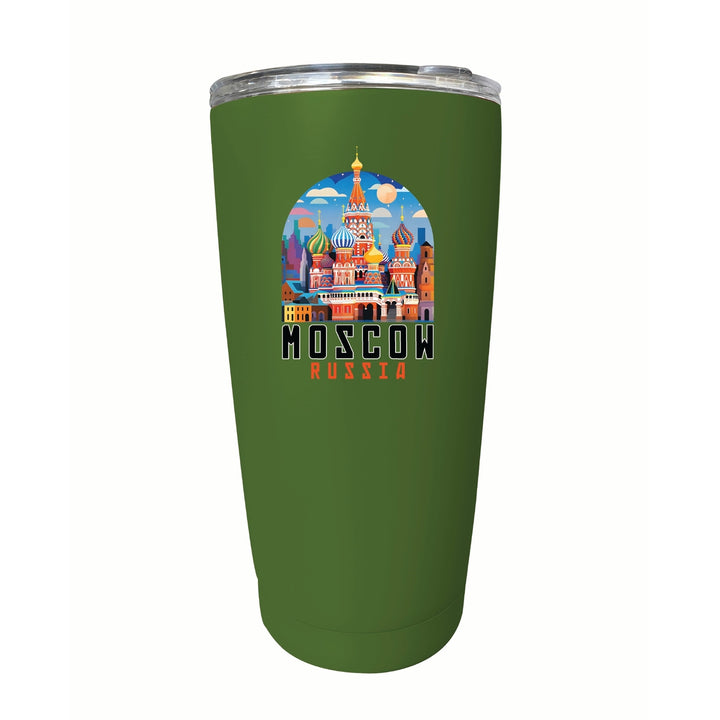 Moscow Russia Saint Basils Cathedral Illustration Design Souvenir 16 oz Stainless Steel Insulated Tumbler Image 7