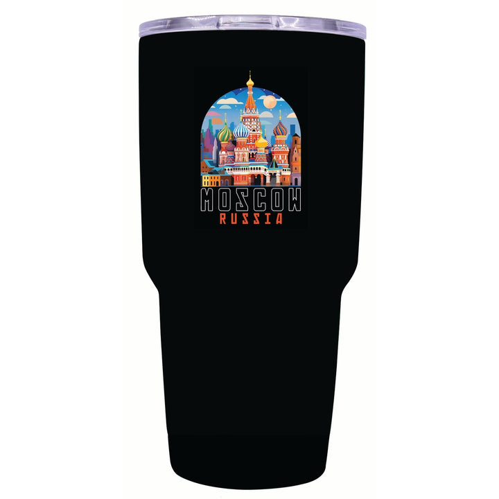 Moscow Russia Saint Basils Cathedral Illustration Design Souvenir 24 oz Insulated Stainless Steel Tumbler Image 9