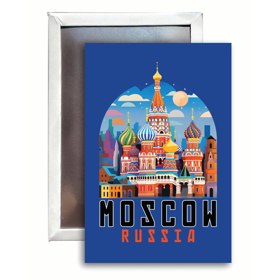 Moscow Russia Saint Basils Cathedral Illustration Design Souvenir 2x3-Inch Fridge Magnet Image 1