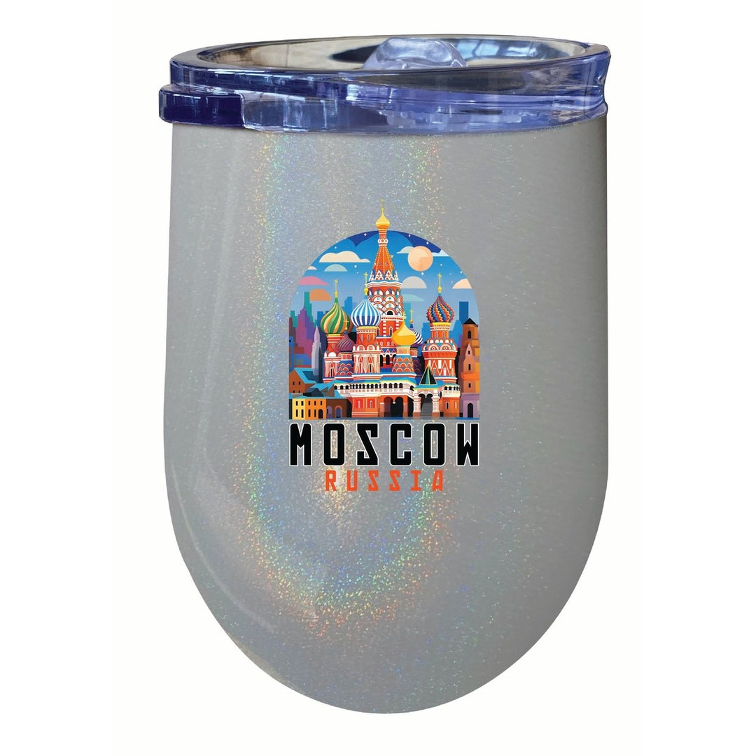 Moscow Russia Saint Basils Cathedral Illustration Design Souvenir 12 oz Insulated Wine Stainless Steel Tumbler Image 4