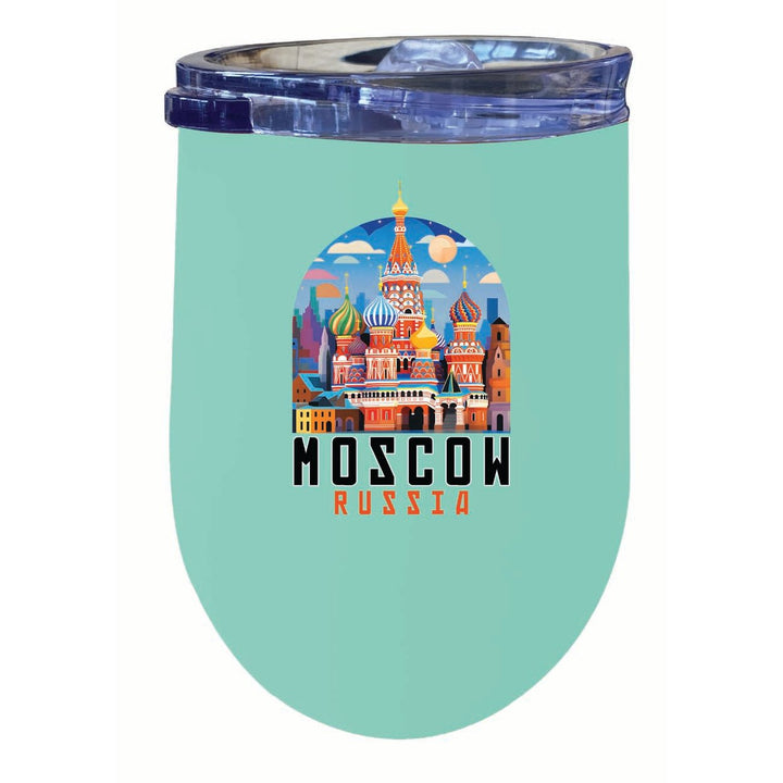 Moscow Russia Saint Basils Cathedral Illustration Design Souvenir 12 oz Insulated Wine Stainless Steel Tumbler Image 4