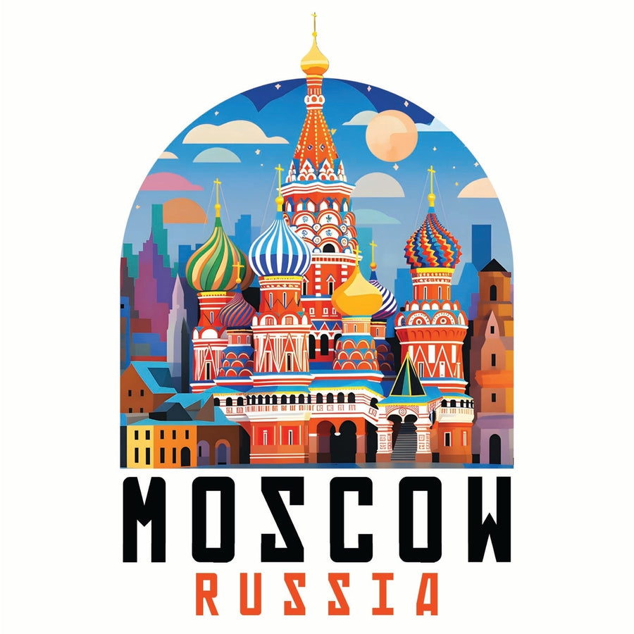 Moscow Russia Saint Basils Cathedral Illustration Design Souvenir Die Cut Flat Magnet Image 1