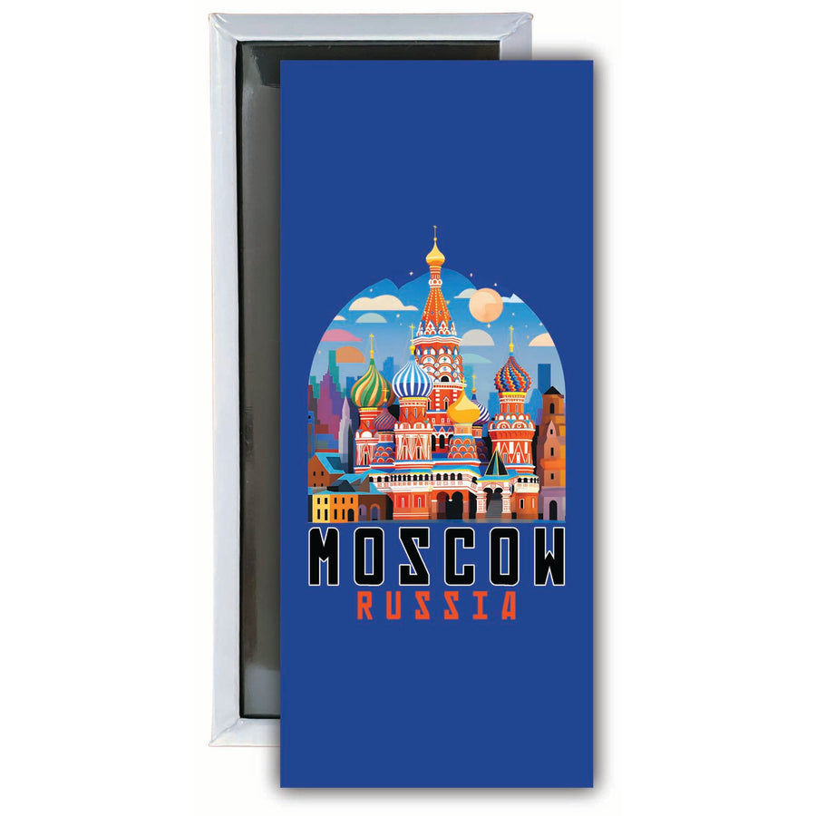 Moscow Russia Saint Basils Cathedral Illustration Design Souvenir Fridge Magnet 4.75 x 2 Inch Image 1