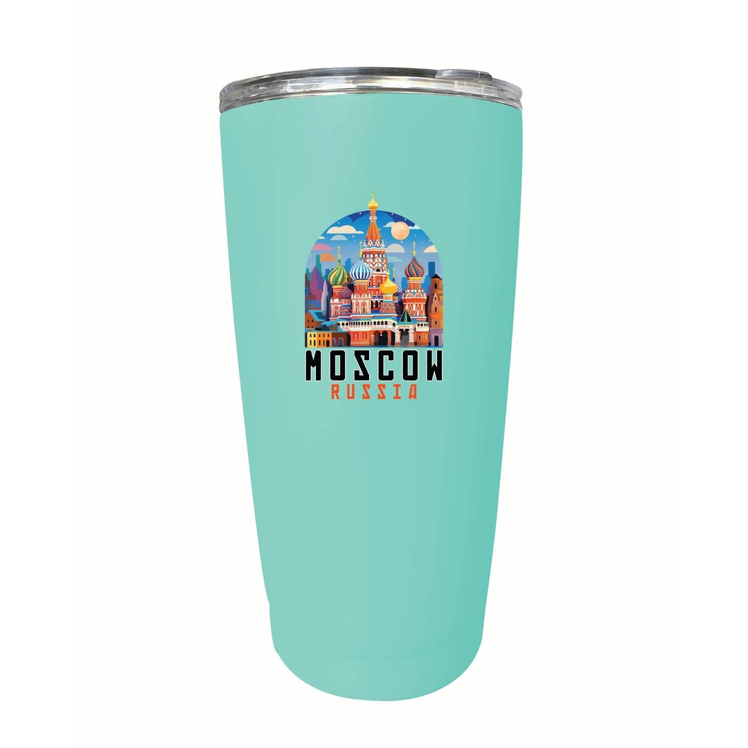 Moscow Russia Saint Basils Cathedral Illustration Design Souvenir 16 oz Stainless Steel Insulated Tumbler Image 9