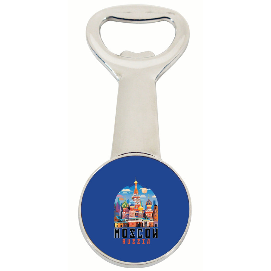 Moscow Russia Saint Basils Cathedral Illustration Design Souvenir Magnetic Bottle Opener Image 1