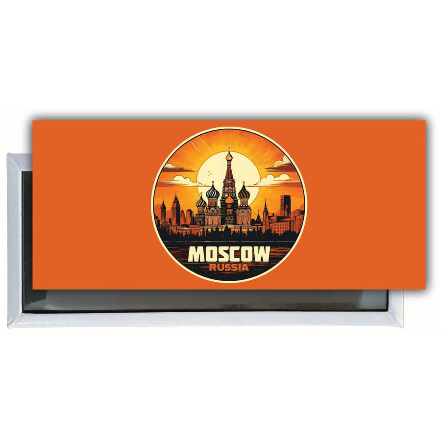 Moscow Russia Saint Basils Cathedral Sunset Design Souvenir Fridge Magnet 4.75 x 2 Inch Image 1