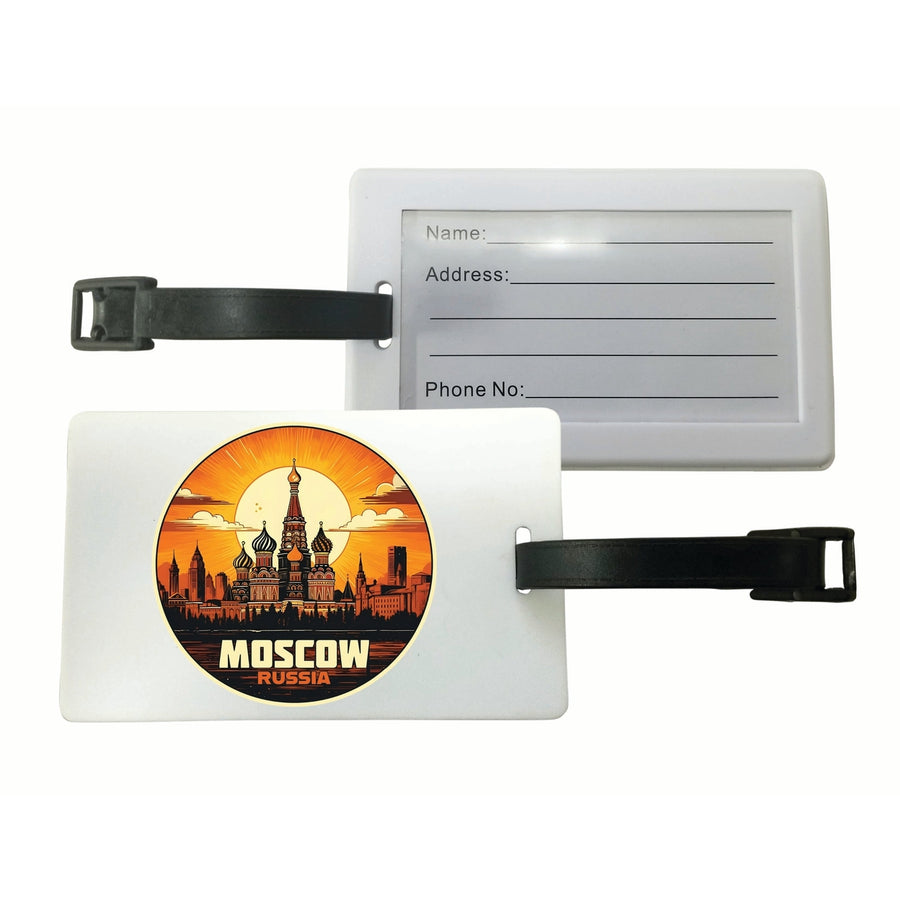 Moscow Russia Saint Basils Cathedral Sunset Design Souvenir Luggage Tag Image 1