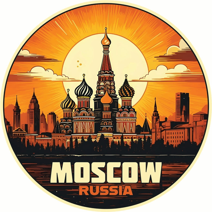 Moscow Russia Saint Basils Cathedral Sunset Design Souvenir Die Cut Flat Magnet Image 1