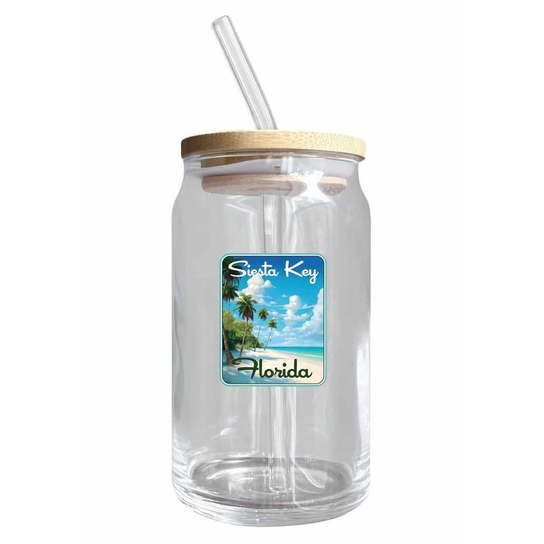 Siesta Key Beach Florida Tropical Beach Design Souvenir 12 oz Beer Can Glass Image 1