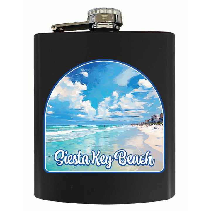 Siesta Key Beach Florida Oceanfront Design Souvenir 7 oz Steel Flask Matte Finish Image 1