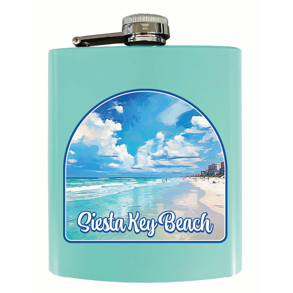 Siesta Key Beach Florida Oceanfront Design Souvenir 7 oz Steel Flask Matte Finish Image 2