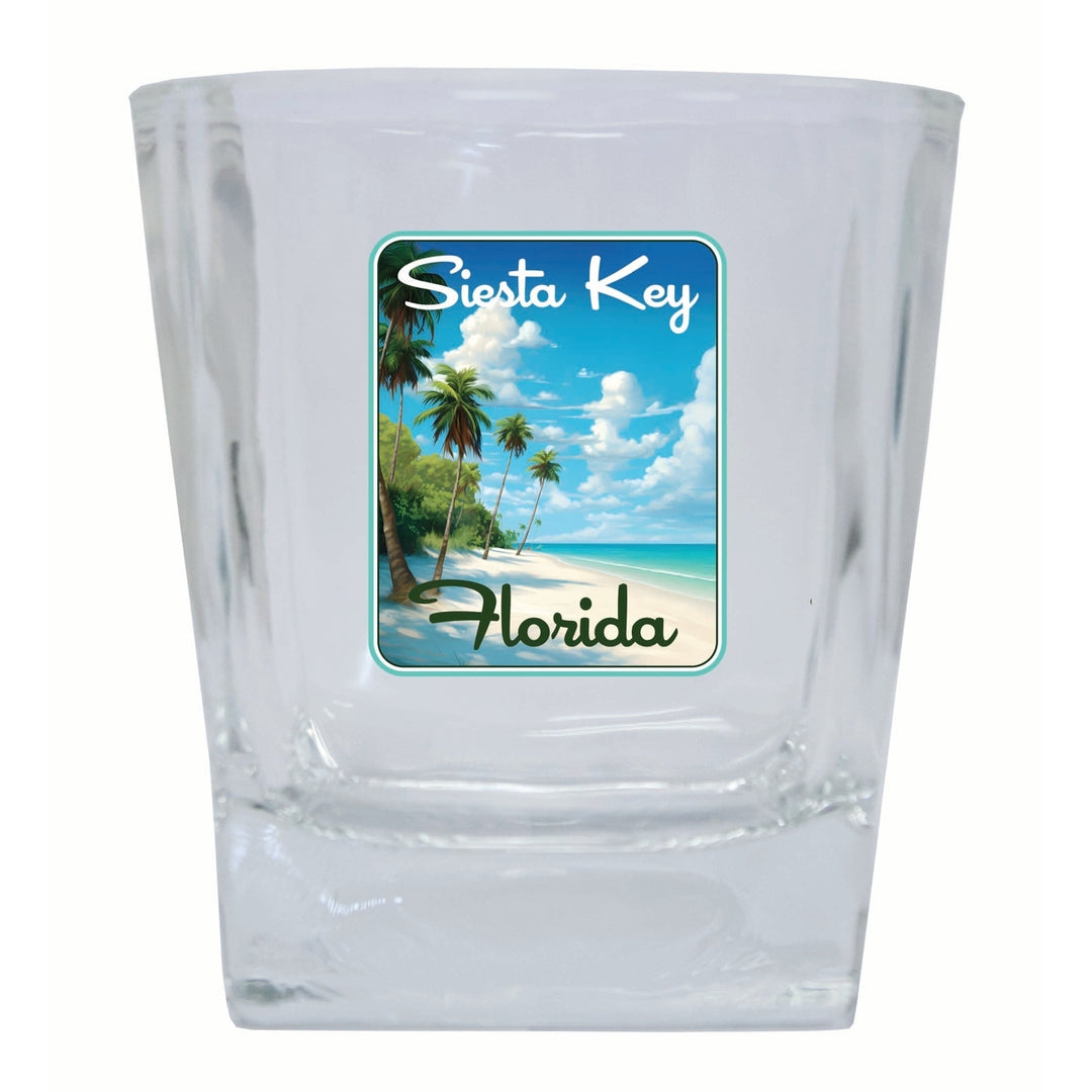 Siesta Key Beach Florida Tropical Beach Design Souvenir 10 oz Whiskey Glass Rocks Glass Image 1