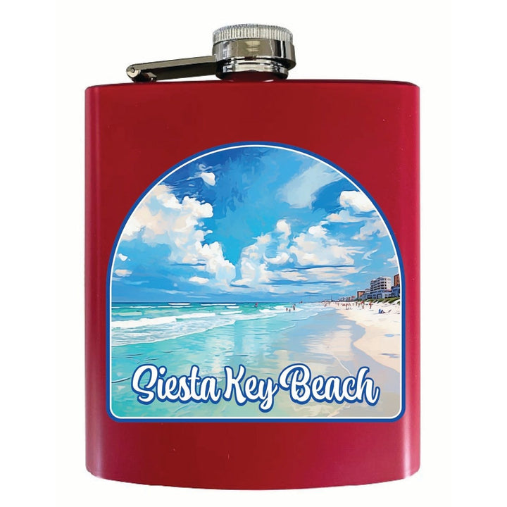 Siesta Key Beach Florida Oceanfront Design Souvenir 7 oz Steel Flask Matte Finish Image 3