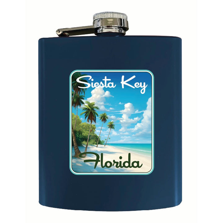 Siesta Key Beach Florida Tropical Beach Design Souvenir 7 oz Steel Flask Matte Finish Image 1