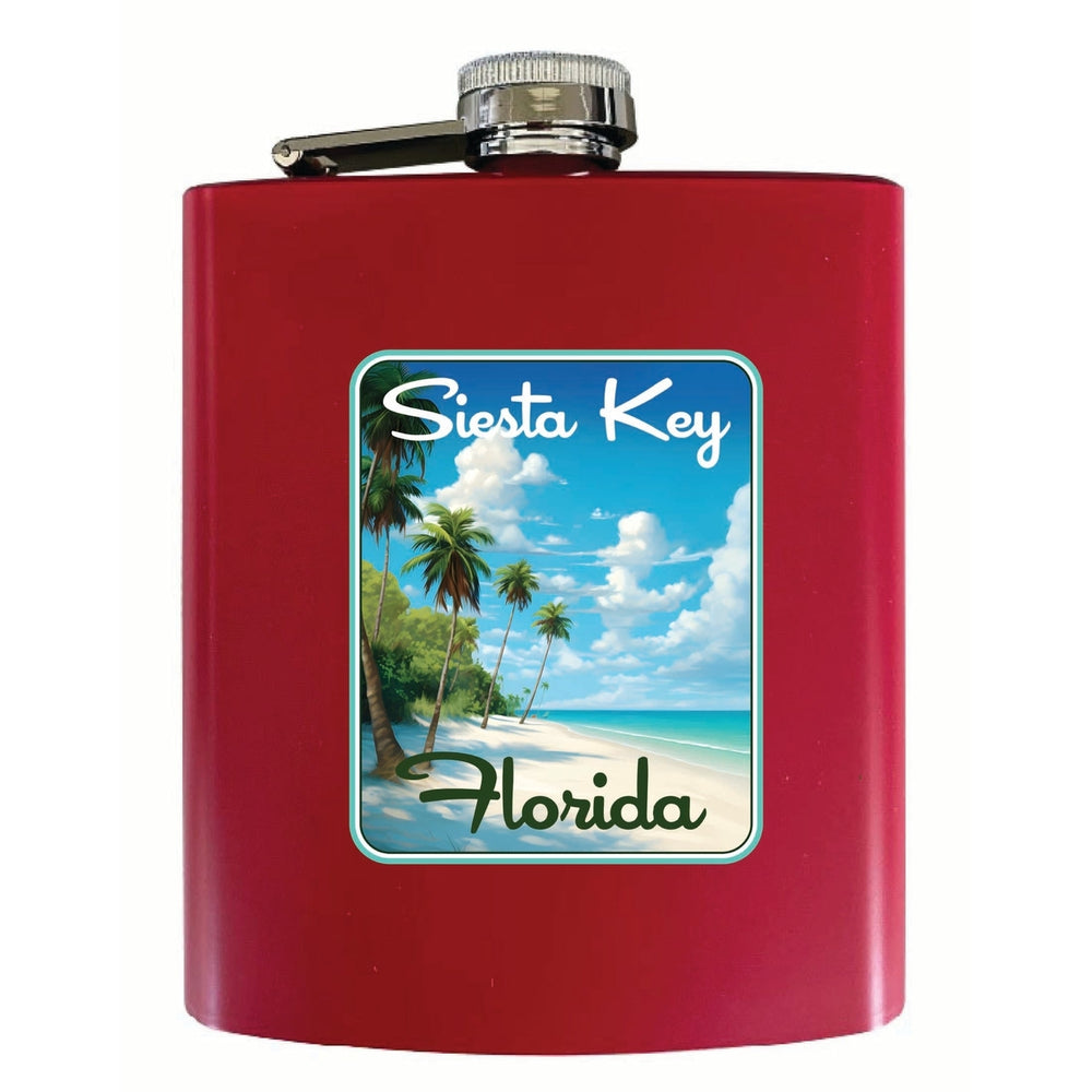 Siesta Key Beach Florida Tropical Beach Design Souvenir 7 oz Steel Flask Matte Finish Image 2