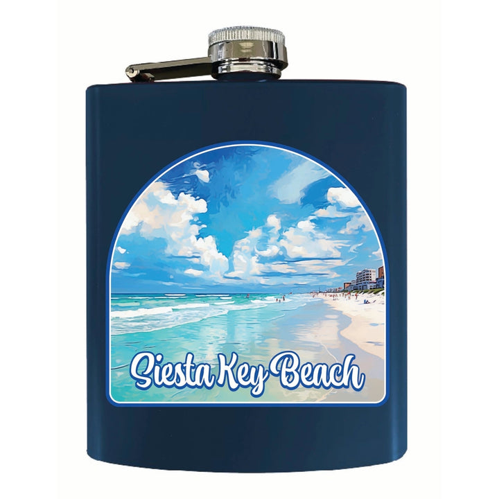 Siesta Key Beach Florida Oceanfront Design Souvenir 7 oz Steel Flask Matte Finish Image 4