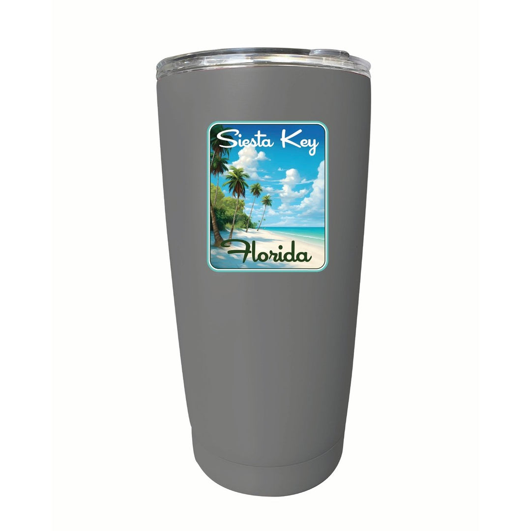 Siesta Key Beach Florida Tropical Beach Design Souvenir 16 oz Stainless Steel Insulated Tumbler Image 2