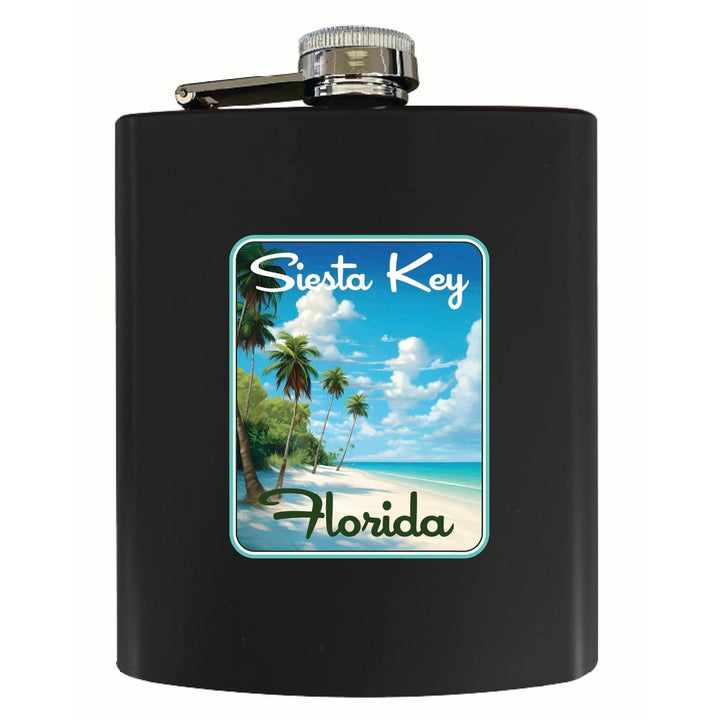 Siesta Key Beach Florida Tropical Beach Design Souvenir 7 oz Steel Flask Matte Finish Image 4