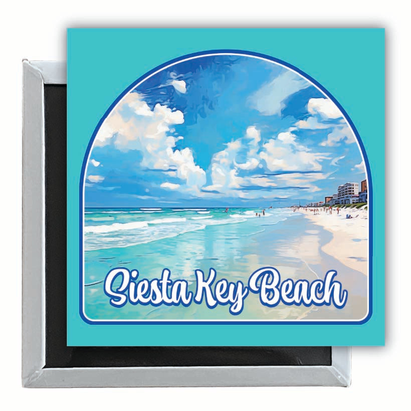 Siesta Key Beach Florida Oceanfront Design Souvenir 2.5 x 2.5-Inch Fridge Magnet Image 1