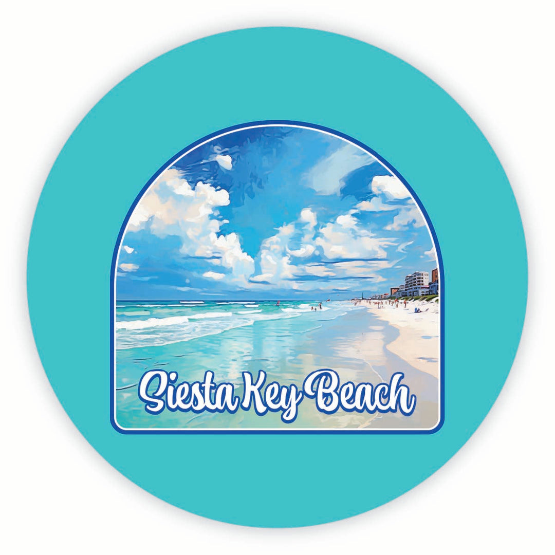 Siesta Key Beach Florida Oceanfront Design Souvenir Round Fridge Magnet Image 1