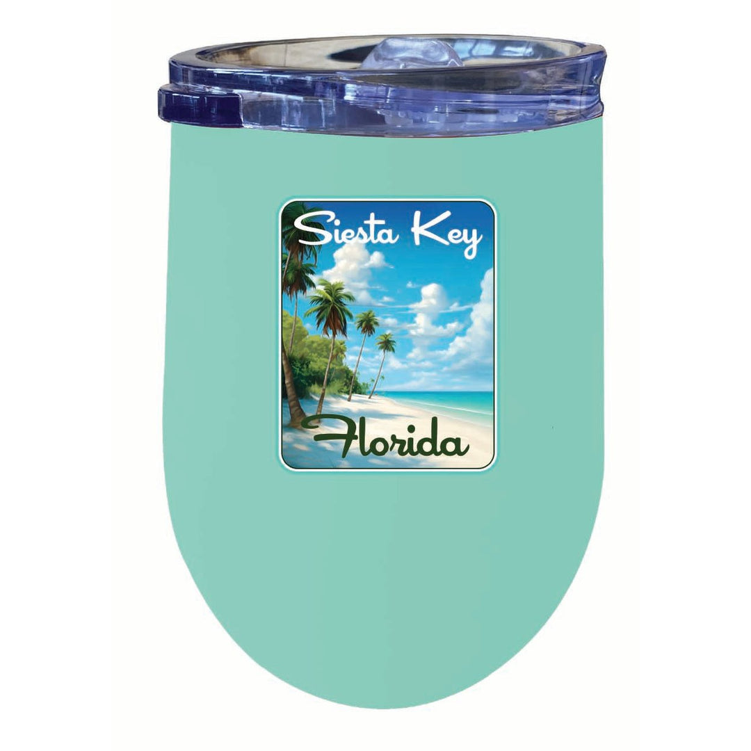 Siesta Key Beach Florida Tropical Beach Design Souvenir 12 oz Insulated Wine Stainless Steel Tumbler Image 1