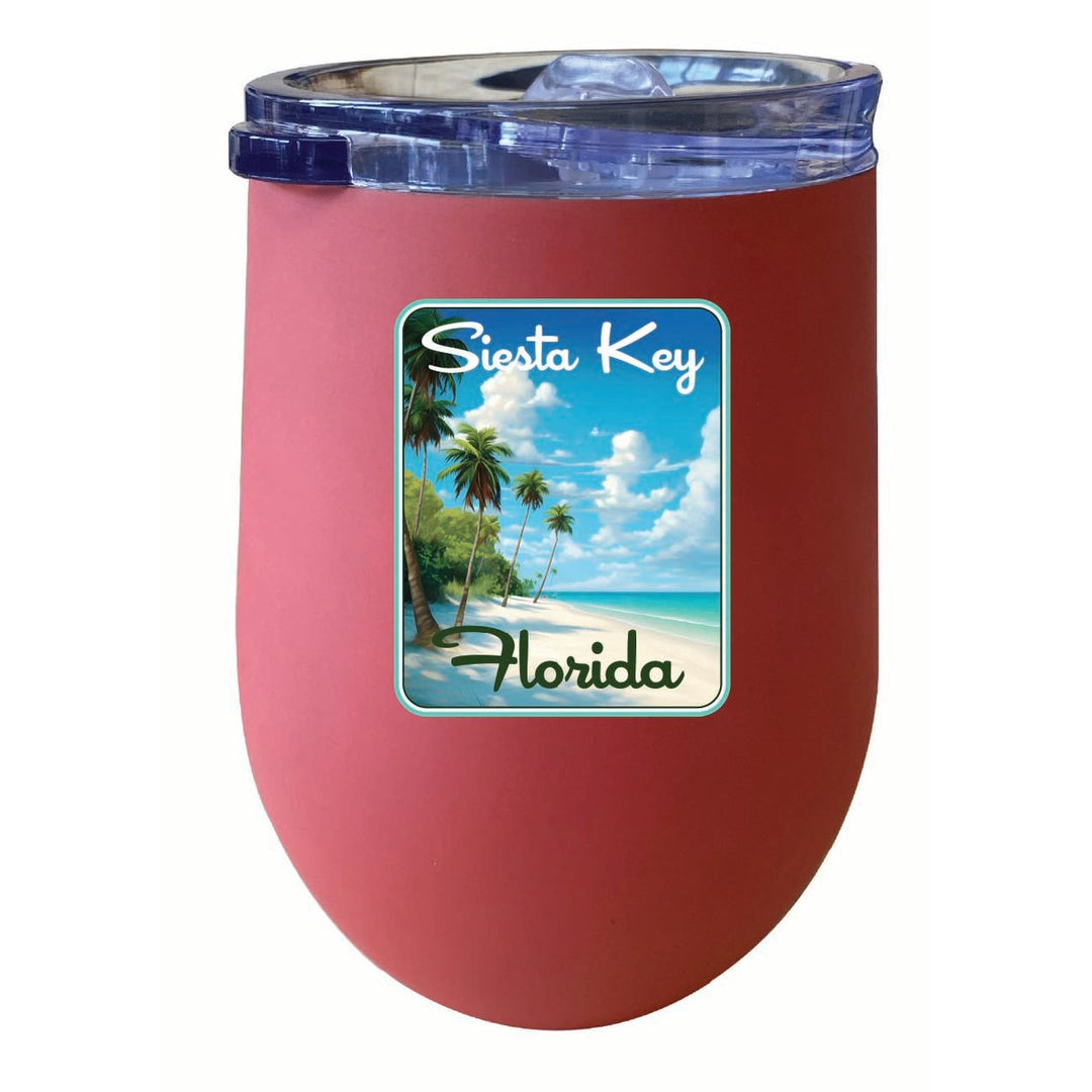 Siesta Key Beach Florida Tropical Beach Design Souvenir 12 oz Insulated Wine Stainless Steel Tumbler Image 2