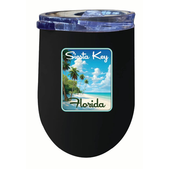 Siesta Key Beach Florida Tropical Beach Design Souvenir 12 oz Insulated Wine Stainless Steel Tumbler Image 3