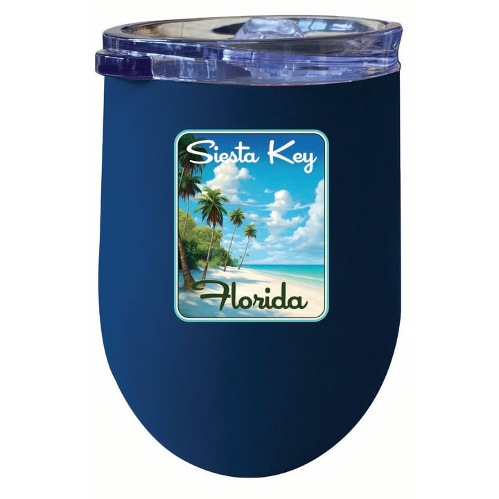 Siesta Key Beach Florida Tropical Beach Design Souvenir 12 oz Insulated Wine Stainless Steel Tumbler Image 4